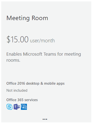 New Office 365 Meeting Room System Licence Subscription For